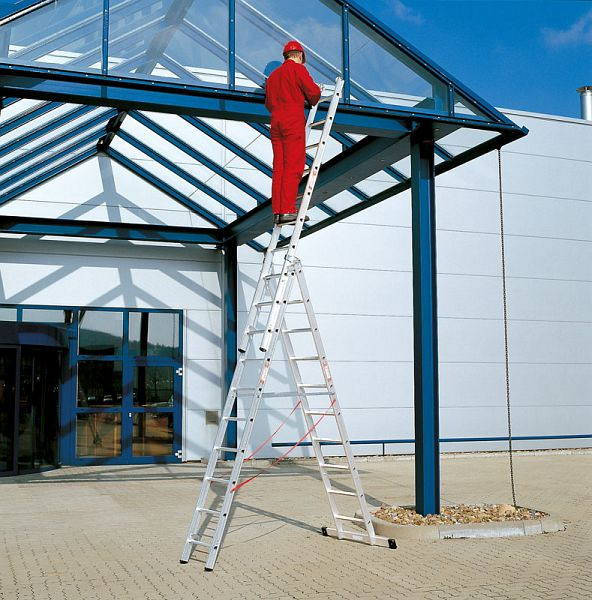 Euroline aluminium multifunctionele ladder 3-delig model nr. 307 met 3 x 9 treden, verticale ladderhoogte 5,8m, 3074109