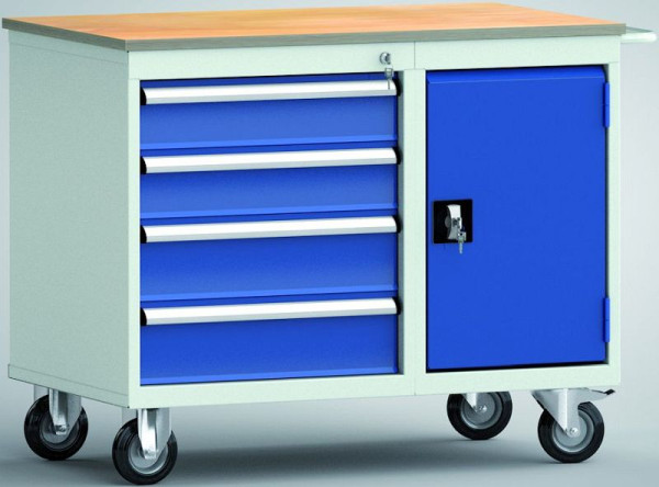 KLW standaard werkbank, 1000 x 620 x 830 mm, met beuken multiplex blad, WS824N-1000M20-E7055
