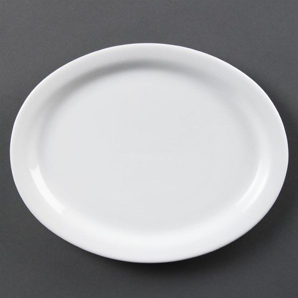 Olympia Whiteware ovale serveerborden 25cm, pak van 6, CB477