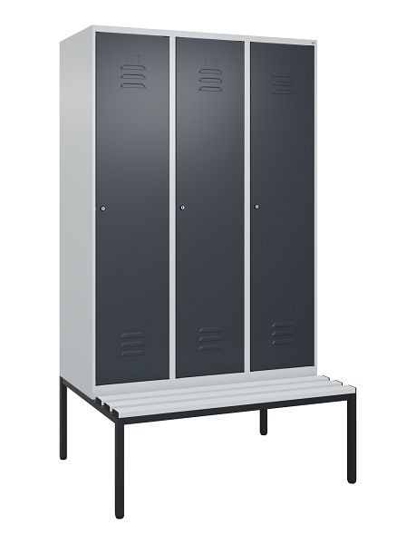 C+P luierkluis Classic PLUS met middenwand, 3 vakken, 2120x1200x815mm, 7035/7016, cilindersloten, 0800507-32F S10023