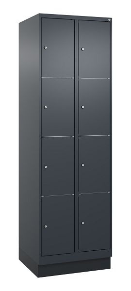 C+P lockerkast Classic PLUS, onderstel, 2 vakken met elk 4 vakken, 1950x600x500mm, 7016/7016, 080020-204 S10015