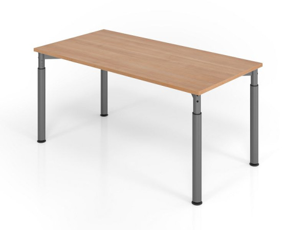 Hammerbacher bureau YS16, 160 x 80 cm, blad: walnoot, 25 mm dik, ABS dikke rand, rechthoekige vorm, grafiet, VYS16/N/G