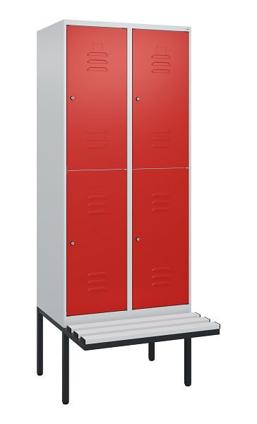 C+P dubbeldekskast Classic PLUS, 2 compartimenten, 2120x800x815mm, 7035/3020, cilindersloten, zwevende zitting, 0803407-22 S10017