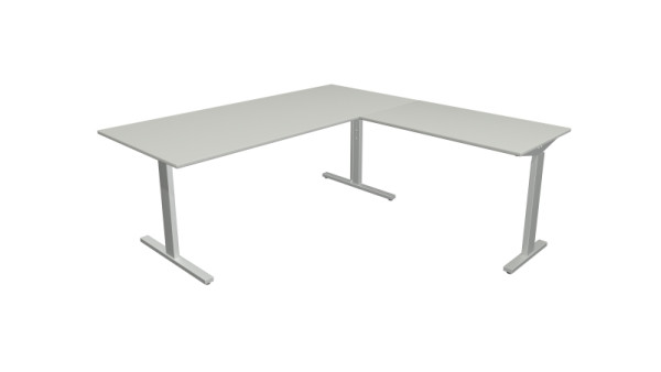Kerkmann hoekwerkstation Form 2, bureau B 1800 x D 800 x H 700-820 mm, aanschuiftafel 1000 x 600 x 700-820 mm, lichtgrijs, 11023111
