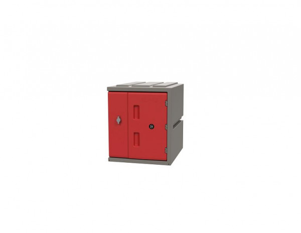Lotz kunststof locker 450 Kunststof locker, hoogte: 450 mm, rode deur, draaigrendelslot, 221450-04