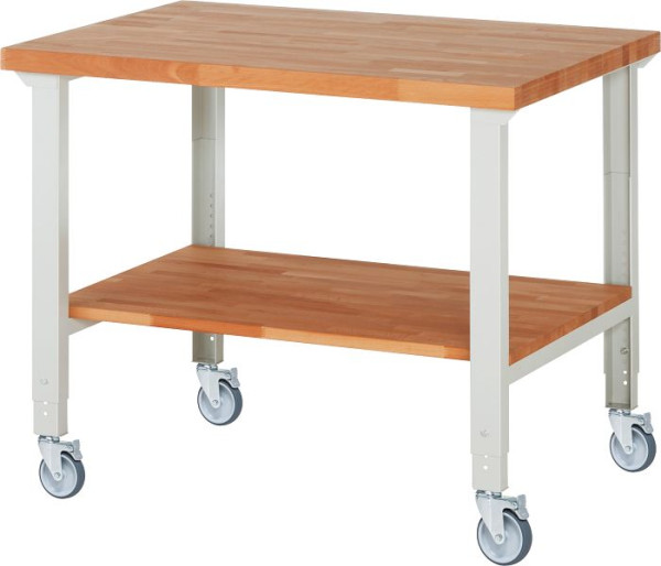 RAU verrijdbare werkbank (in hoogte verstelbaar) 7000-7, 1250x900x950-1000mm, 4 zwenkwielen, 05-7000-7-129B4H4.12