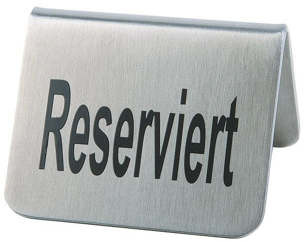 APS tafelstandaard, elk 5,5 x 5 cm, hoogte: 3,5 cm, roestvrij staal, mat, opschrift aan beide zijden, -Gereserveerd-, VE: 2 stuks, 00017