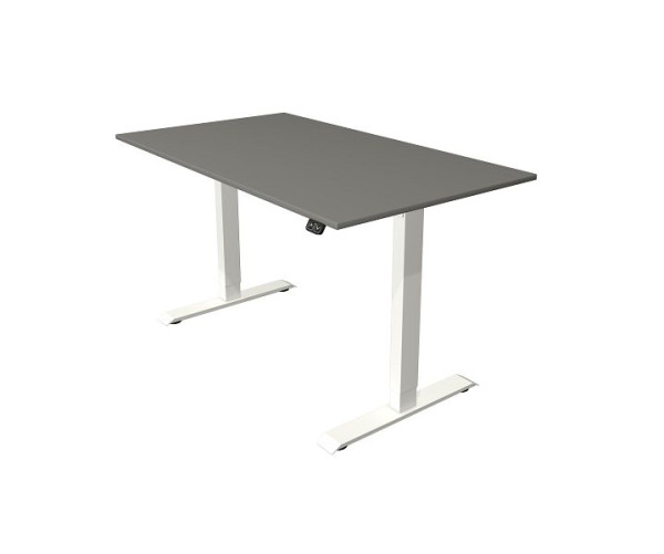 Kerkmann Move 1 zit-/statafel wit/zilver, B 1400 x D 800 mm, elektrisch in hoogte verstelbaar van 740-1230 mm, grafiet, 10358412
