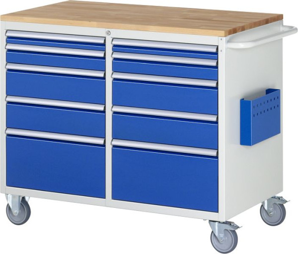RAU montagewagen serie 7000, massief beukenhouten blad, links: 5 x lademaat, rechts: 5 x lade, 1145x975x650 mm, 05-LL5.2.2AB.11