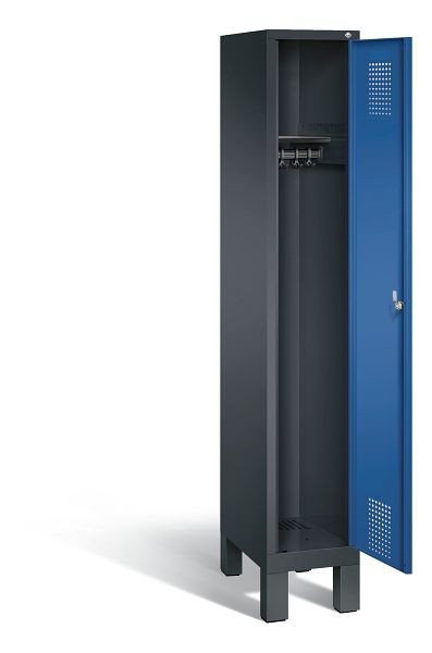 C+P garderobe Evolo, H1850xB320xD500mm, kleur: zwartgrijs / gentiaanblauw, 48010-10 S10014