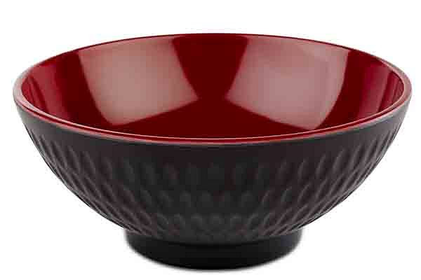 APS schaal -ASIA PLUS-, Ø 13 cm, hoogte: 5,5 cm, 0,35 liter, melamine, binnenkant: rood, glanzend, buitenkant: zwart, mat, 15418