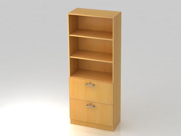 Hammerbacher kast 5OH, 2HR, onderzijde chroomgreep beuken/beuken, 80x42x200,4 cm (BxDxH), V7300/6/6/CE
