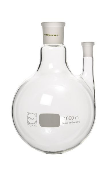 Rettberg 2-halskolf, 50 ml, middenhalshuls NS 29/32, zijhalshuls NS 14.5/23 (recht), borosilicaatglas 3.3, 134021319