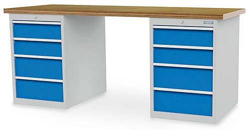 Bedrunka + Hirth serie werkbank, R 18-24, aantal lades: 8, afmetingen in mm (BxDxH): 1500 x 750 x 859, 03.15.580.202V