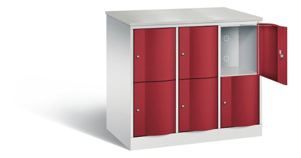 C+P XL lockerkast Resisto, H1077xB1148xD640mm, kleur: lichtgrijs/robijnrood, 8472-373 S10074