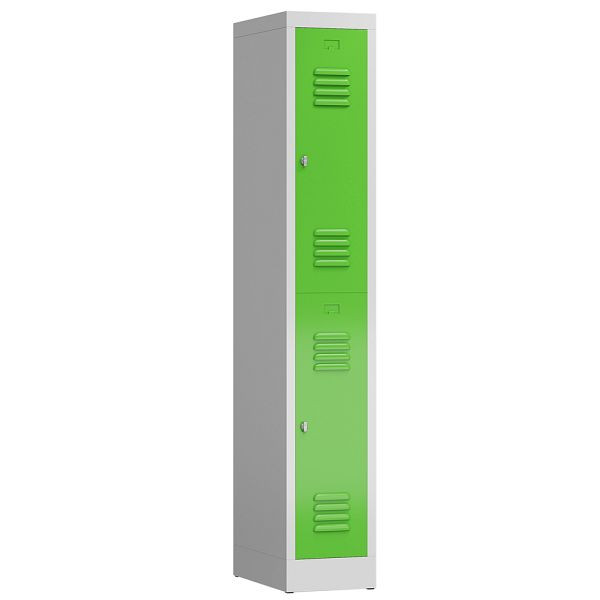 Lüllmann ClassiX kledingkast, 1 vak, dubbeldekker, 1800 x 310 x 500 mm, lichtgrijs/geelgroen, X-520215