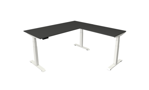 Kerkmann sta-/zittafel Move 4 nieuw 180 x 80 cm met verlengstuk 100 x 60 cm frame wit, tafelblad antraciet, 10093113