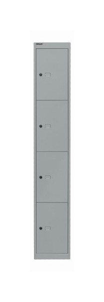 Bisley kantoorlockerkast, 1 vak, 4 vakken, zilver, CLK124355
