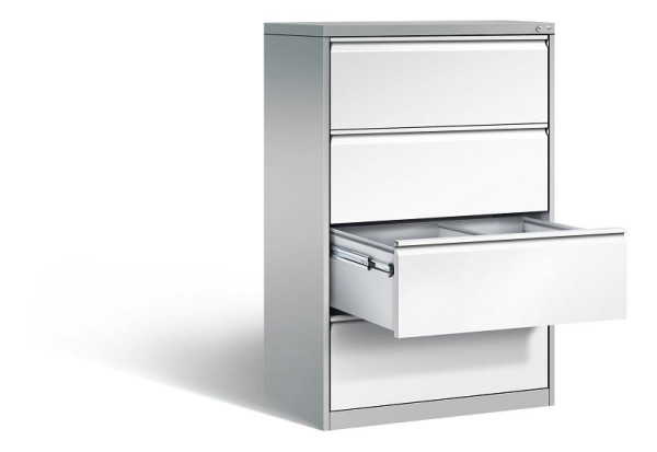 C+P hangarchiefkast Acurado, H1357xB787xD590mm, kleur: wit aluminium / verkeerswit, handgreep, 12934-312 S10201