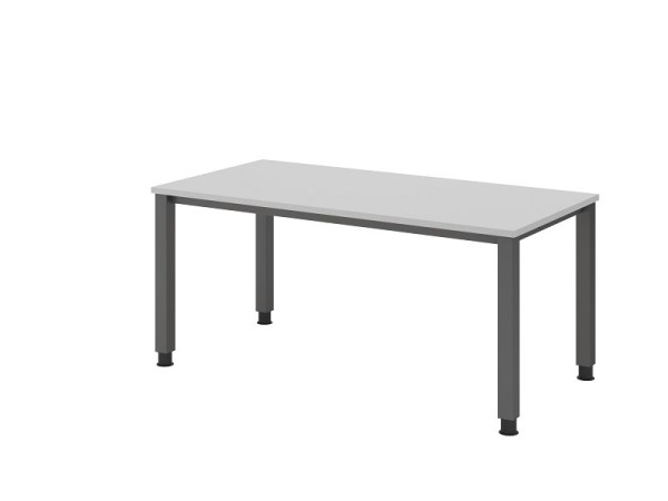 Hammerbacher bureau QS16, 160 x 80 cm, blad: grijs, 25 mm dik, 4-poots frame in grafiet (vergelijkbaar met RAL 7012), werkhoogte 68-83,5 cm, VQS16/5/G