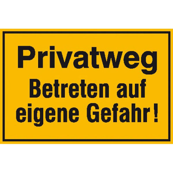 Stenen HGS bord voor eigendomsidentificatie, privépad, betreden op eigen risico!, 250 x 150 mm, 11.5593
