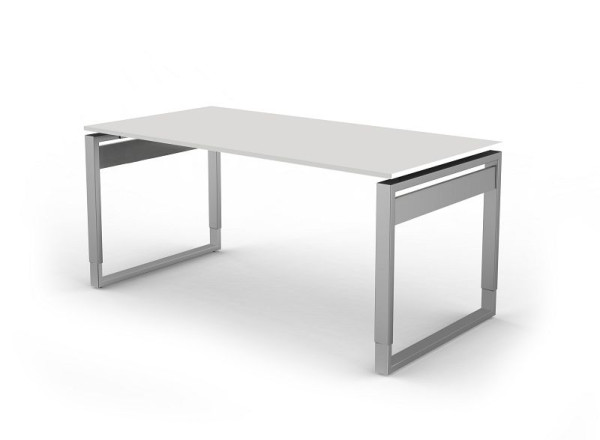 Kerkmann bureau met ijzeren frame, vorm 5, B 1600 x D 800 x H 680-820 mm, wit, 11403110
