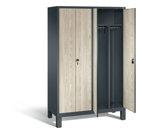 C+P zwart wit kastje Evolo, H1850xW1190xD500mm, kleur: antracietgrijs / decor Sen ash, 48012-40 S10215