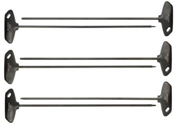 SW-Stahl T-greep schroevendraaierset, T-profiel, T10-T30, extra lang, 6-delig, 32500L