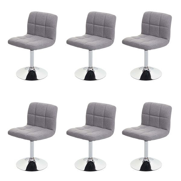 Mendler set van 6 eetkamerstoelen Kavala, keukenstoel, stof/textiel chroom draaibaar, lichtgrijs, 3x74175