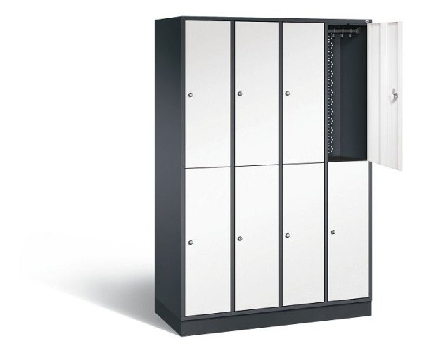 C+P locker, dubbellaags intro, H1950xB1220xD490mm, kleur: zwartgrijs / verkeerswit, 8270-401 S10074