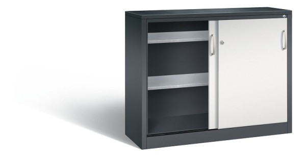C+P schuifdeurkast Acurado, H1000xB1200xD400mm, kleur: zwartgrijs/lichtgrijs, beugelgreep, 2046-09 S10085