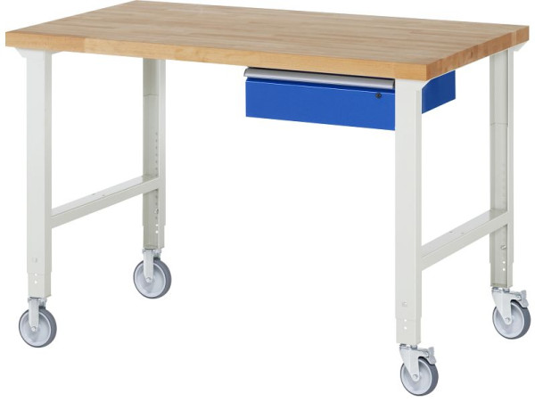 RAU verrijdbare werkbank (in hoogte verstelbaar) 7001A1, 1500x900x950-1000mm, elk 2 bokwielen en zwenkwielen, 05-7001A1-159B4H22.11