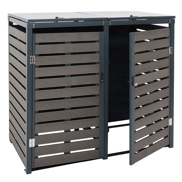 Mendler HWC-K14 2er vuilnisbak deksel, vuilnisbak vuilnisbak deksel, 112x63x78cm WPC metaal 78kg, antraciet, 87649+87648