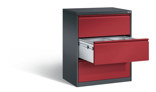 C+P hangarchiefkast Acurado, H1045xW787xD590mm, kleur: zwartgrijs/robijnrood, stuurstang, 12923-312 S10015
