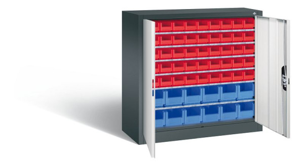 C+P tijdschriftenkast serie 13, H1000xB1000xD420mm, kleur: antracietgrijs/lichtgrijs, verzonken handgreep, 133944-25 S10012
