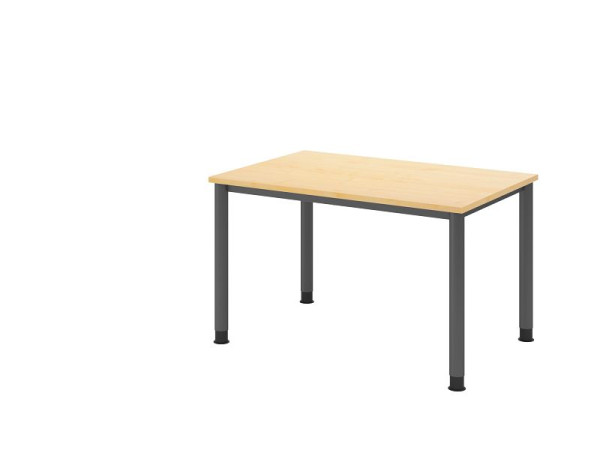Hammerbacher bureau HS12, 120 x 80 cm, blad: esdoorn, 25 mm dik, 4-poots frame in grafiet, werkhoogte 68,5-81cm, VHS12/3/G