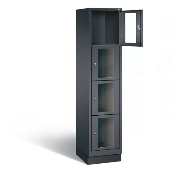 C+P lockerkast Classic, H1800xB420xD500mm, kleur: zwart-grijs, 8020A124 S10010