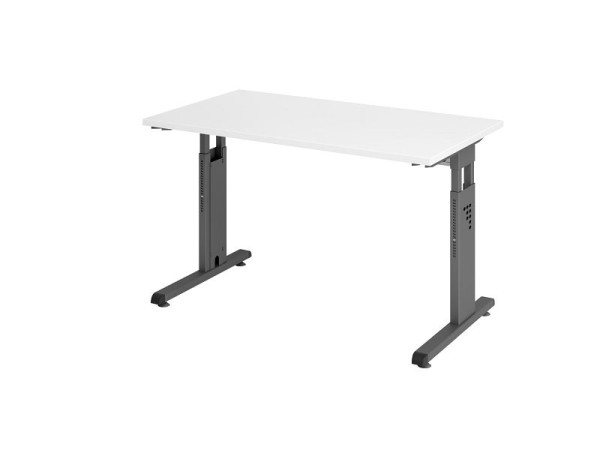 Hammerbacher bureau OS612, 120 x 67 cm, blad: wit, 25 mm dik, 2 mm ABS rand, rechthoekige vorm, grafiet, VOS612/W/G
