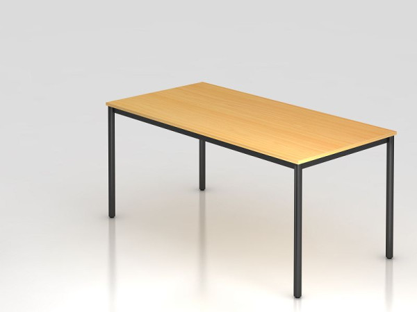 Hammerbacher vergadertafel rond onderstel 160x80 beuken/zwart, rechthoekige vorm, VDR16/6/D
