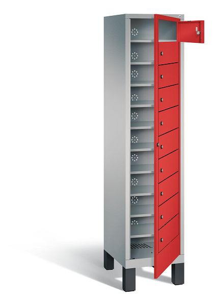 C+P wasverzamelkast Evolo, H1850xB420xD500mm, kleur: wit aluminium / vuurrood, 48060-110 S10039