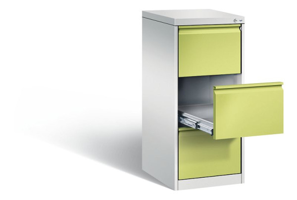 C+P archiefkast Acurado, H1045xB433xD590mm, kleur: lichtgrijs / virid groen, handgreep, 12423-321 S10025