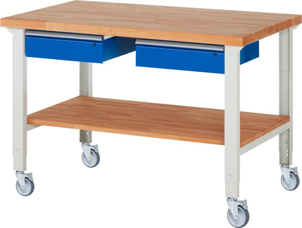 RAU verrijdbare werkbank (in hoogte verstelbaar) 7002A7, 1500x900x950-1000mm, 4 zwenkwielen, 05-7002A7-159B4H4.11