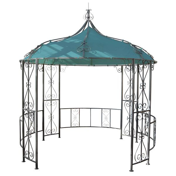 Mendler Pergola Almeria, rond paviljoen tuinpaviljoen, stabiel stalen frame Ø 3m, turkoois, 77127+77128+77117