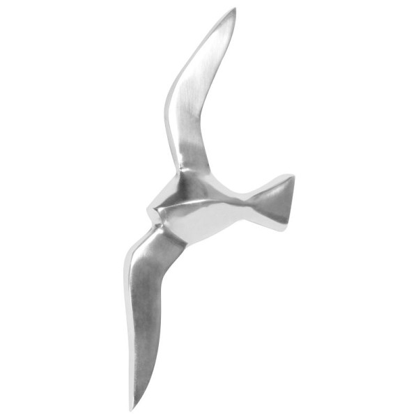 Wohnling wanddecoratie Seagull S gepolijst aluminium decoratief figuur 30 cm standbeeld sculptuur klein aluminium enkel modern maritiem WL1.917
