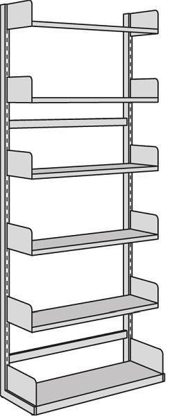 Kerkmann Univers vrije armplank, B 750 x D 400 x H 2250 mm, lichtgrijs, 52858711