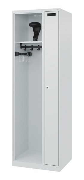 C+P brandweerkast Evolo, model KOMBI, 2 compartimenten, H1850B600T500 mm, lichtgrijs, helmhouder, 0494015-14 S10003