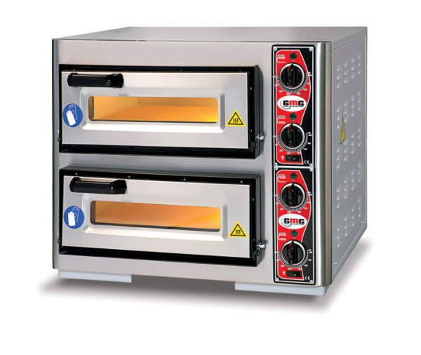 GMG Pizzaoven Classic PF4040 DE4 elektrisch - 1+1 Ø39cm, 7 kW, 400V - RVS 2 bakkamers, PF 4040M DE4
