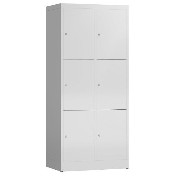 Lüllmann ClassiX lockerkast, 2 compartimenten met elk 3 compartimenten, 1800 x 800 x 500 mm, lichtgrijs, X-523320