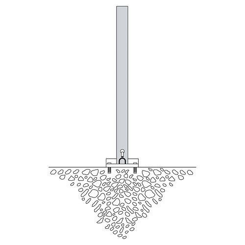 Schake slagboompaal, staal, kantelbaar, thermisch verzinkt, voor deuvels, hoogte 1000, 70 x 70 mm, driehoekslot, 310843