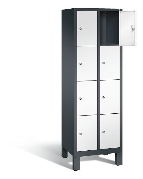 C+P lockerkast Evolo, H1850xB610xD500mm, kleur: zwartgrijs / verkeerswit, 48010-204 S10163